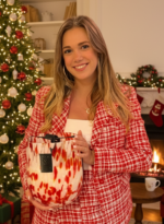 Barrel Candle speckled - Red & White - Image 2