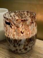 Barrel kaars gevlekt - Amber & Wit