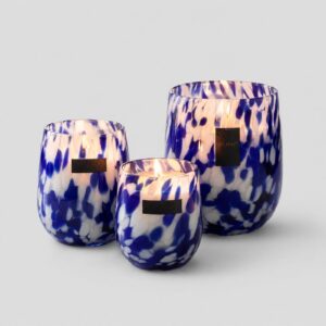 Barrel kaars gevlekt - Lapis Blauw & Wit