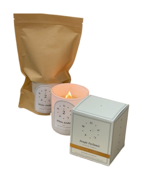 Oscar Luxury scented candle N° 2 White Amber with matching refill and gift box